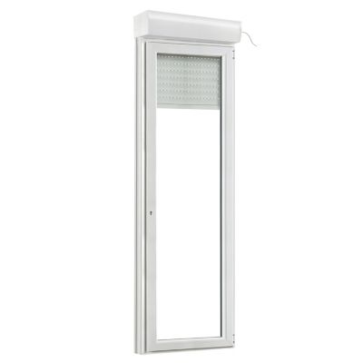 Porte fenêtre PVC 1 vantail tirant + volet roulant électrique GoodHome blanc - l.80 x h.215 cm, tirant droit