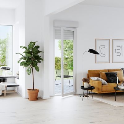 Porte fenêtre PVC 1 vantail tirant + volet roulant électrique GoodHome blanc - l.80 x h.215 cm, tirant gauche