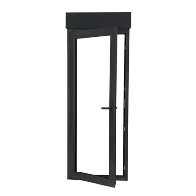 Porte fenêtre PVC 1 vantail tirant + volet roulant électrique GoodHome gris - l.80 x h.215 cm, tirant gauche