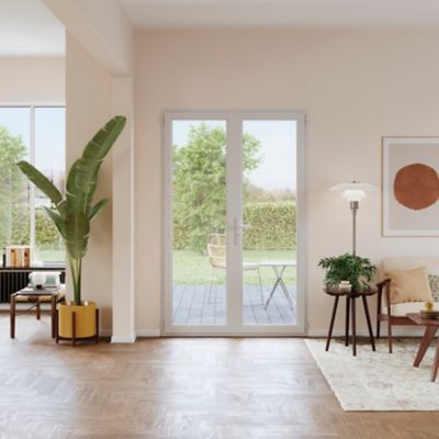 Porte fenêtre PVC 2 vantaux GoodHome blanc - 100 x h.205 cm, tirant droit