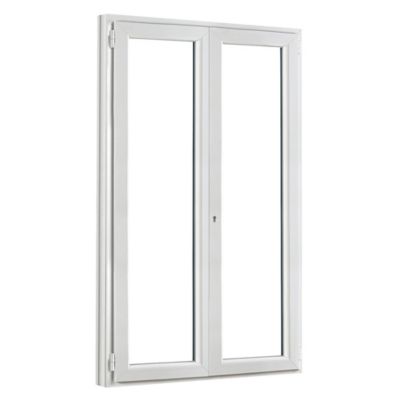 Porte fenêtre PVC 2 vantaux GoodHome blanc - l.140 x h.215 cm, tirant droit