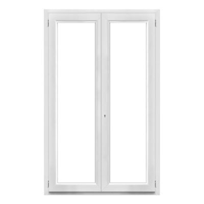 Porte fenêtre PVC 2 vantaux GoodHome blanc - l.140 x h.215 cm, tirant droit
