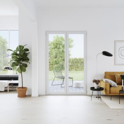 Porte fenêtre PVC 2 vantaux GoodHome blanc - l.140 x h.215 cm, tirant droit