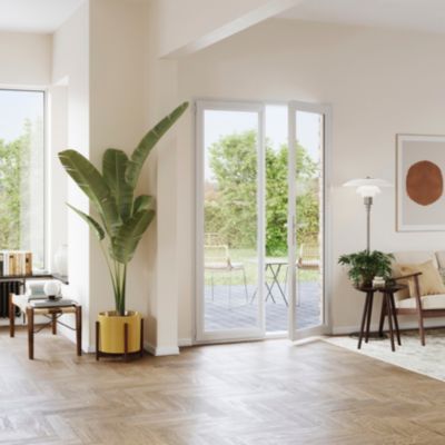 Porte fenêtre PVC 2 vantaux GoodHome blanc - l.140 x h.215 cm, tirant droit