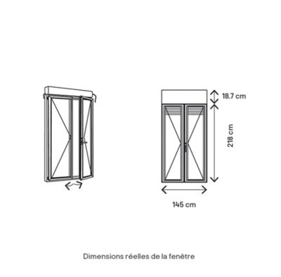Porte fenêtre PVC 2 vantaux tirant + volet roulant électrique GoodHome blanc - l.140 x h.215 cm, tirant droit