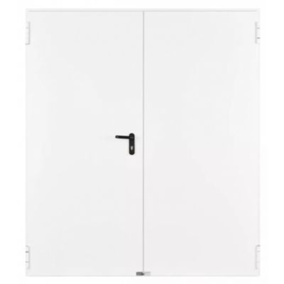 Porte Métallique Industrielle De Service Double Poussant Droit L800+800 H2050 RAL9010 En Applique
