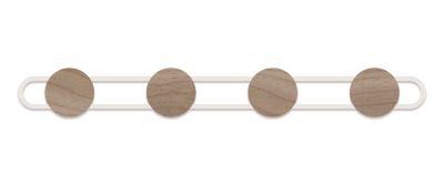 Porte-manteau à fixer Elyna 4 têtes bois et blanc