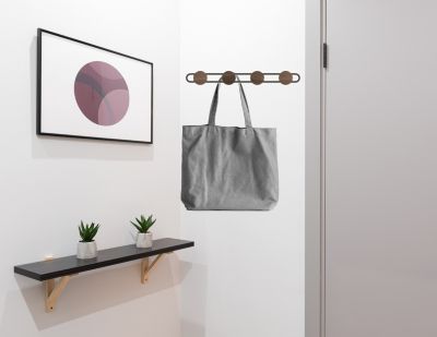 Porte-manteau à fixer Elyna 4 têtes bois et noir