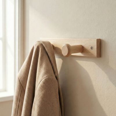 Porte-manteau à fixer hêtre massif 2 têtes