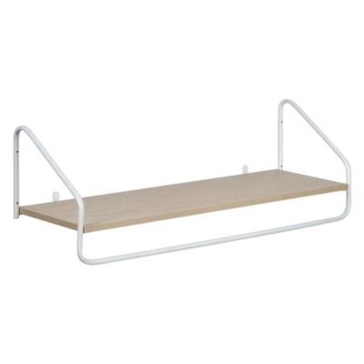 Porte-manteau mural avec étagère et penderie en métal blanc et effet bois L. 90 cm Homesight Nelo