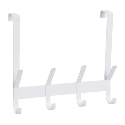 Porte-manteau pour Porte,Crochet Porte à suspendre avec 4 Crochets,en métal Blanc-Longueur 32 X Profondeur 5 X Hauteur 28 cm