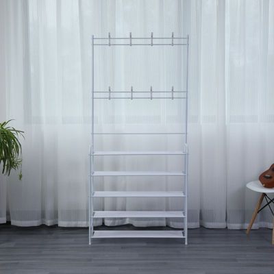 Porte-manteaux d'entrée avec étagère à chaussure à 5 niveaux Herzberg HG03398