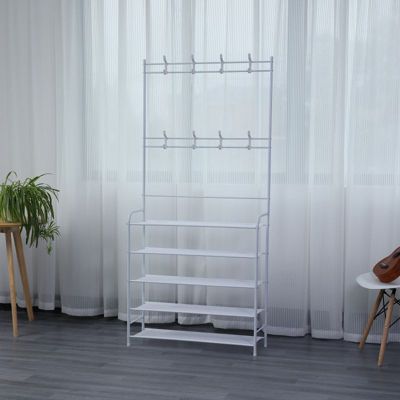 Porte-manteaux d'entrée avec étagère à chaussure à 5 niveaux Herzberg HG03398