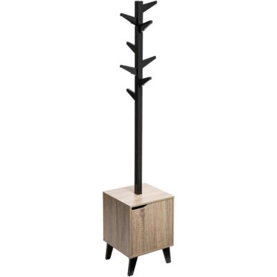 Porte-manteaux effet chêne naturel Noir Ceda - 5Five