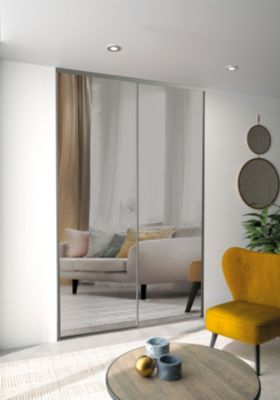 Porte miroir de placard coulissantes H. 250 cm cadre acier gris vendue par 2