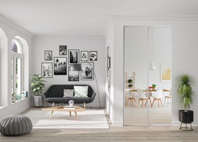 Porte miroir de placard coulissantes H. 250 cm cadre acier gris vendue par 2