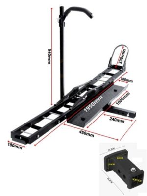 Porte-Moto Attelage Scooter avec Rampe de chargement 227kg + Adaptateur 2'' 83x56mm
