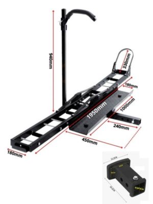 Porte-Moto Attelage Scooter avec Rampe de chargement 227kg + Adaptateur 2'' 85x55mm