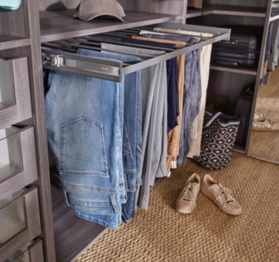 Porte pantalons coulissant en acier gris 11 barres GoodHome Atomia L. 96,4 x P. 51 cm