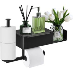 Porte-papier toilette, porte-papier toilette mural avec étagère et porte-lingettes, porte-papier toilette avec 2 supports