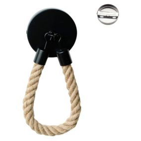 Porte Papier Toilette sans Perçage, Vintage Porte Rouleau Papier Toilette, Noir Mat Support Papier Toilette pour Salle de Bain