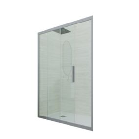 Porte parois de douche 1 portillon coulissant 100 cm H 200 en PVC Gris argent Verre Transparent mod. Deco