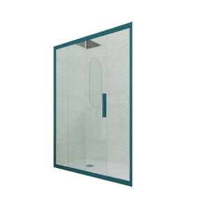 Porte parois de douche 1 portillon coulissant 100 cm H 200 en PVC Vert night watch Verre Transparent mod. Deco
