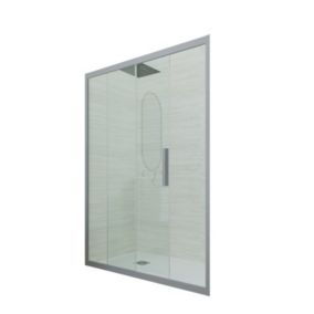 Porte parois de douche 1 portillon coulissant 140 cm H 200 en PVC Gris argent Verre Transparent mod. Deco