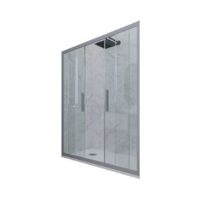 Porte parois de douche 2 portillons coulissants 170 cm H 200 en PVC Gris argent Verre Transparent mod. Glam