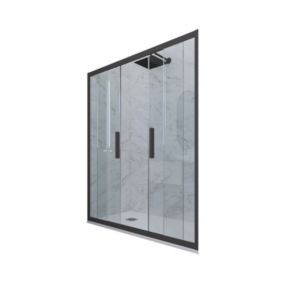 Porte parois de douche coulissante 120 cm H 200 en PVC Anthracite Verre Transparent mod. Glam