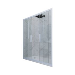 Porte parois de douche coulissante 130 cm H 200 en PVC Bleu Vintage Verre Transparent mod. Glam