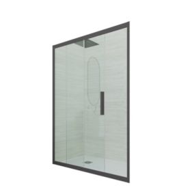 Porte parois de douche coulissante 140 cm H 200 en PVC Anthracite Verre Transparent mod. Deco