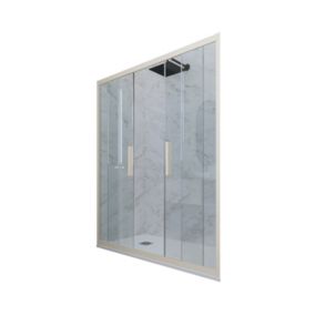 Porte parois de douche coulissante 140 cm H 200 en PVC Champagne Verre Transparent mod. Glam