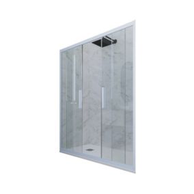 Porte parois de douche coulissante 160 cm H 200 en PVC Bleu Vintage Verre Transparent mod. Glam