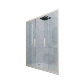 Porte parois de douche coulissante 170 cm H 200 en PVC Champagne Verre Transparent mod. Glam