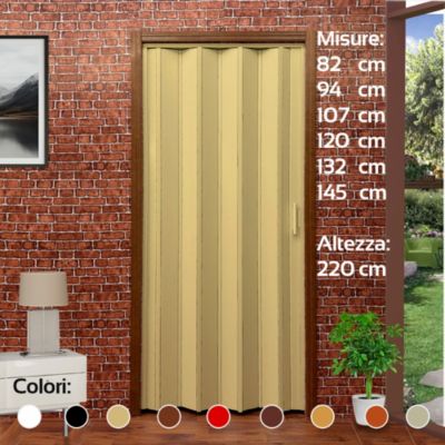 Porte pliante en kit 120x220H cm - IVOIRE  à découper et à assembler sur mesure avec instructions, vis et vidéo mod. Lorella