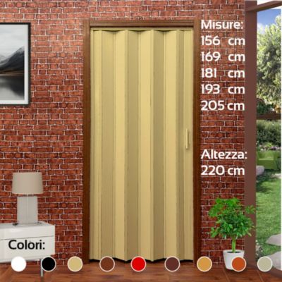 Porte pliante en kit 169x220H cm - IVOIRE  à découper et à assembler sur mesure avec instructions, vis et vidéo mod. Lorella