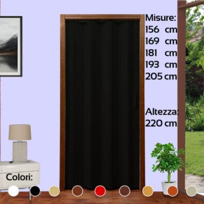 Porte pliante en kit 181x220H cm - NOIR  à découper et à assembler sur mesure avec instructions, vis et vidéo mod. Lorella