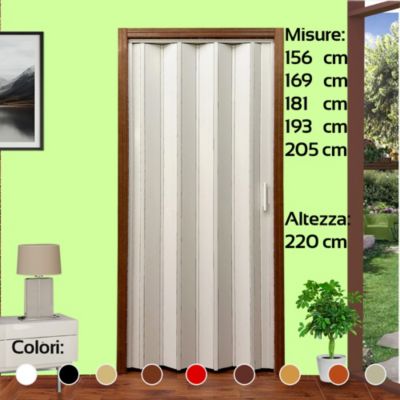 Porte pliante en kit 193x220H cm - BLANC  à découper et à assembler sur mesure avec instructions, vis et vidéo mod. Lorella