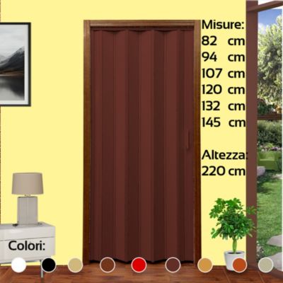 Porte pliante en kit 82x220H cm - ACAJOU  à découper et à assembler sur mesure avec instructions, vis et vidéo mod. Lorella