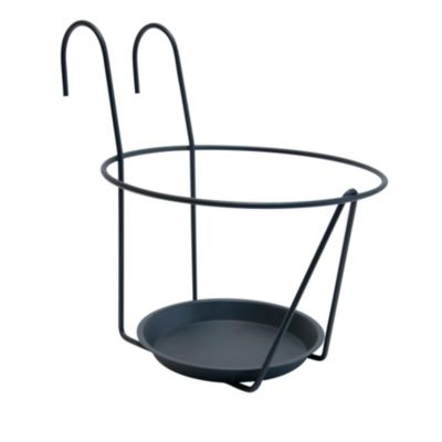 Porte pot à crochet en acier avec soucoupe anthracite 25 cm Louis moulin