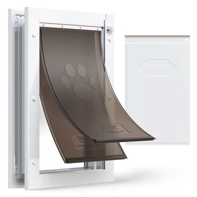 Porte pour animaux à double rabat magnétique VEVOR CWM07-2L, cadre métal, panneau isolé pour porte intérieure et extérieure