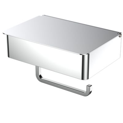 Porte-rouleau papier toilette mural avec couvercle en acier inoxydable chromé Cavally GoodHome