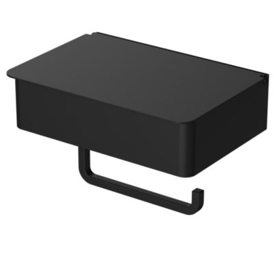 Porte-rouleau papier toilette mural avec couvercle en acier inoxydable noir Cavally GoodHome
