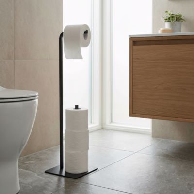 Porte rouleau papier WC avec réserve en acier, noir, GoodHome Elland