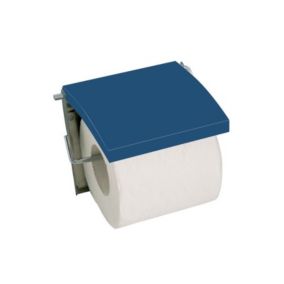 Porte Rouleau Papier Wc Mural MDF  Inox Bleu Foncé MSV