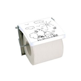 Porte Rouleau Papier Wc Mural MDF  Inox JARDIN D'ENFANTS  Blanc MSV