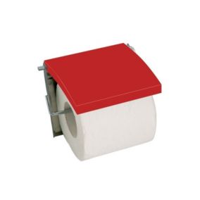 Porte Rouleau Papier Wc Mural MDF  Inox Rouge MSV