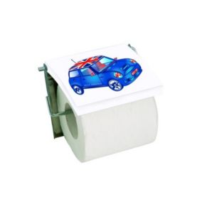 Porte Rouleau Papier Wc Mural MDF  Inox Voiture Bleu MSV