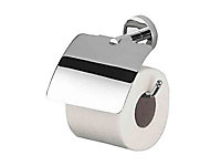 Porte-rouleaux papier toilette avec couvercle en laiton chromé Trend